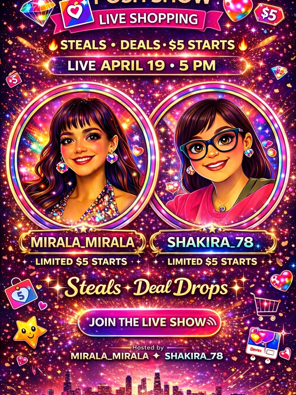 Live Shopping Party Poster - Vibrant Multicolor